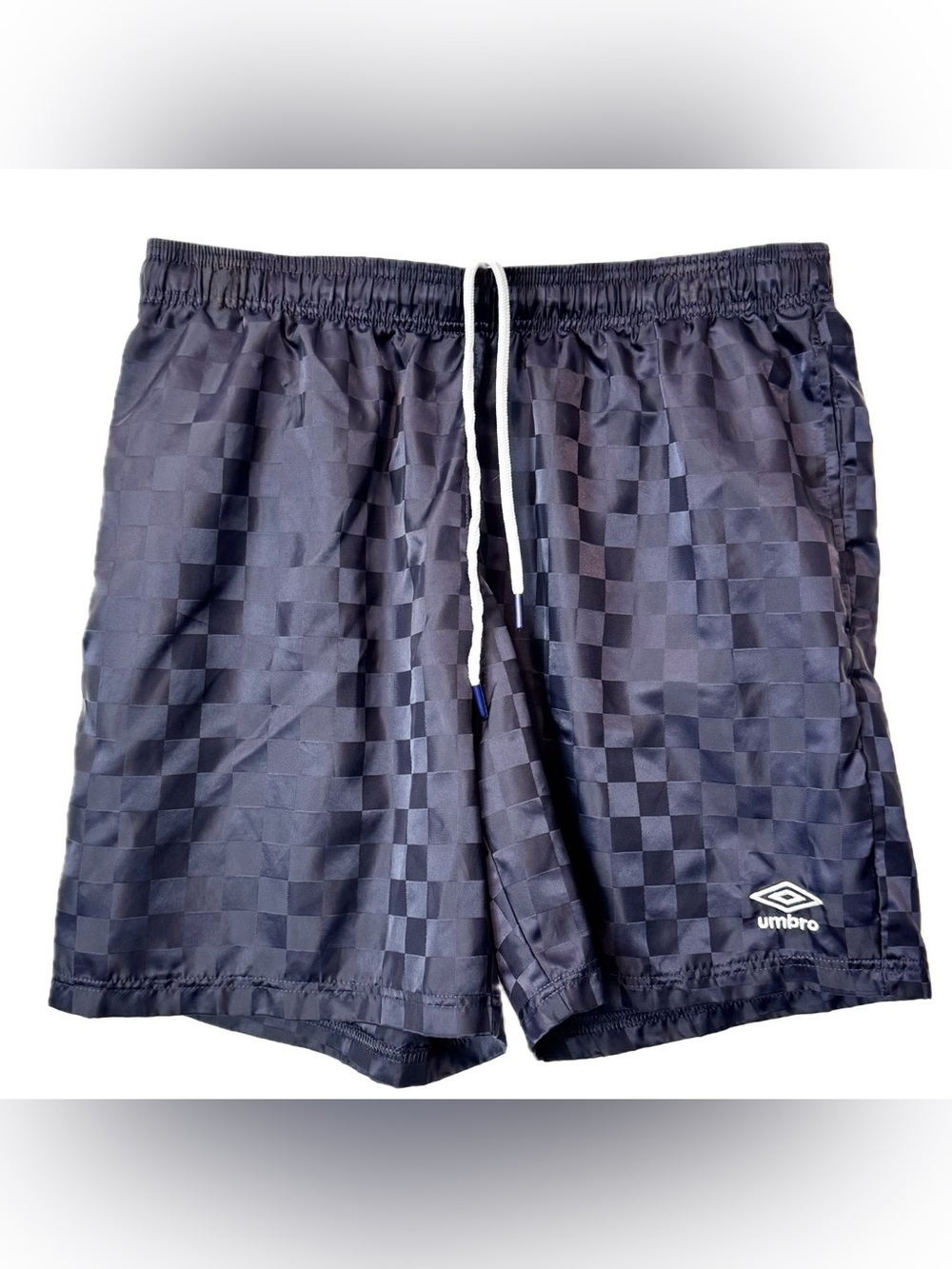 Umbro Men's Checkered Nylon Drawstring Short XL Navy